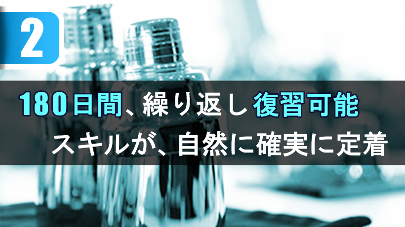 180日間、繰り返し復習可能。スキルが、自然に確実に定着